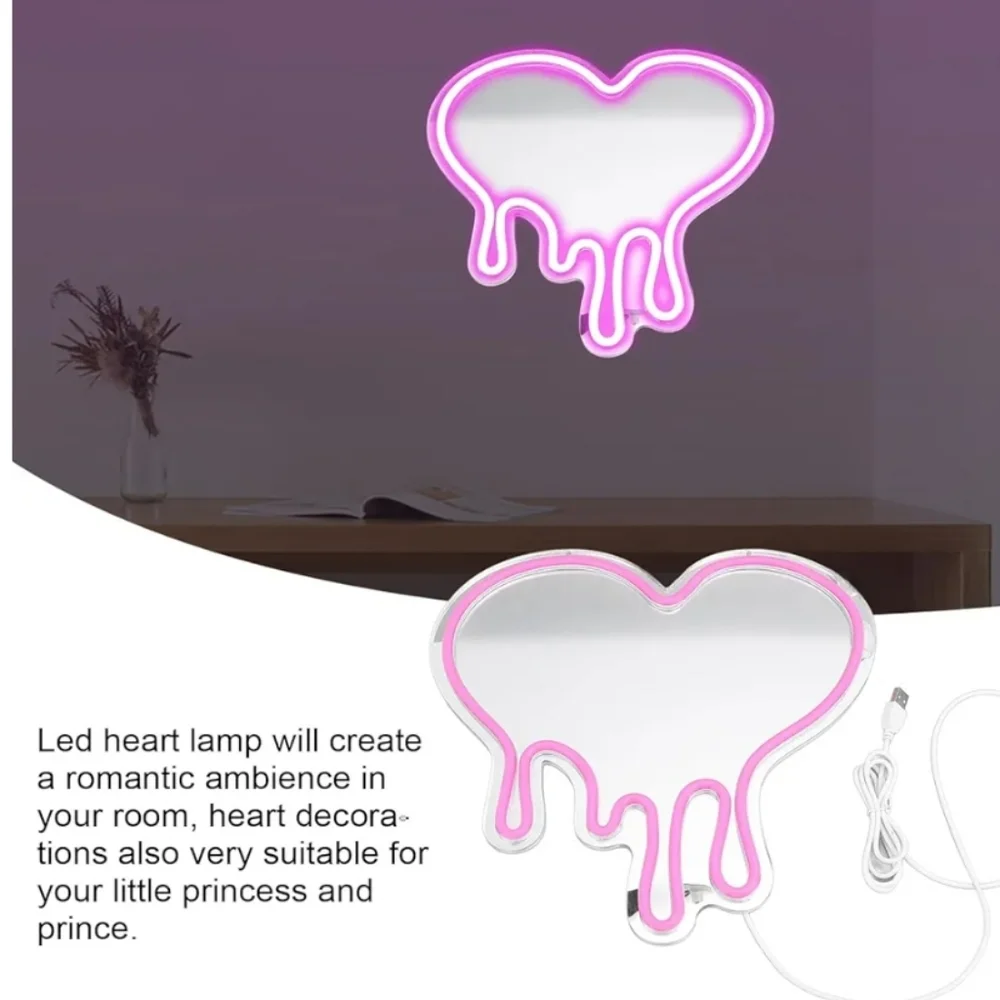 NWT Neon Pink Dripping Heart Neon Dimmable Light